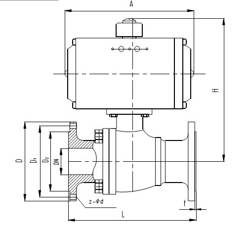 铸钢气动法兰球阀、法兰铸钢气动球阀外形结构